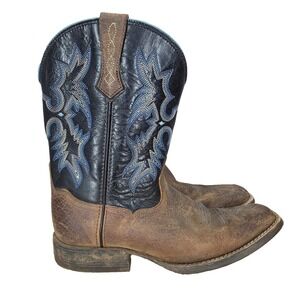 Ariat Cowboy Boots Boys 5 Tombstone Earth Black Blue Stitch Western Rodeo